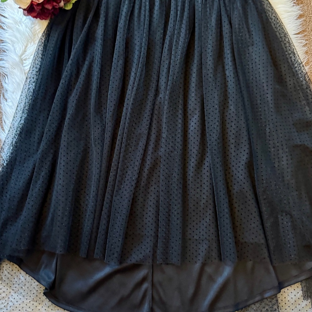 LC Lauren Conrad Black Mesh Midi Skirt